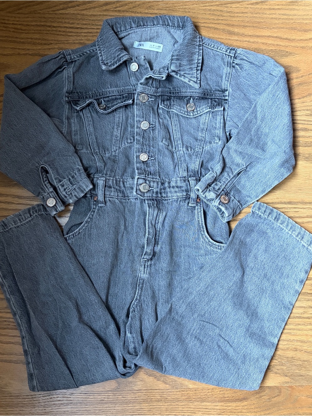 Zara Girls Gray Denim Jeans Jumpsuit